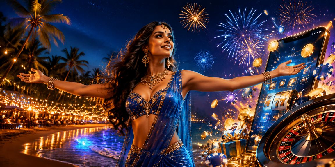 Mobile casino gaming with blue and gold interface